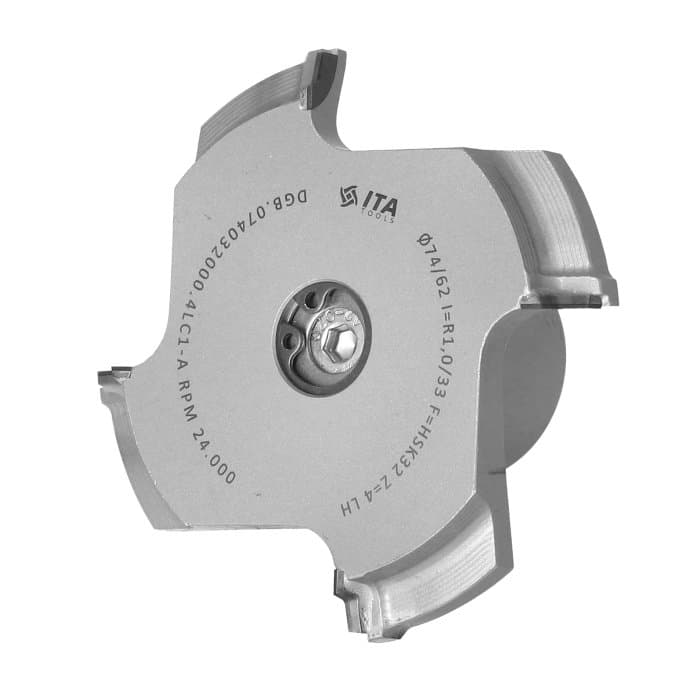 Profile cutter PCD D=74/62 I=R1,0/33 F=HSK32 Z=4 H3,0 LH / IS