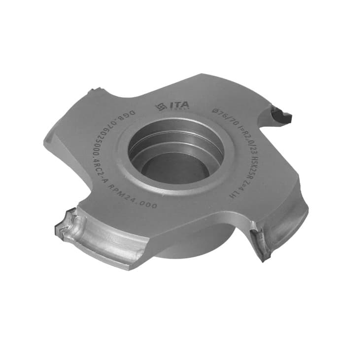 DGB.Cutter head PCD D=76/70 I=R2,0/23 F=HSK25R Z=4 H3,0 LH / IS HOMAG FF/IMA