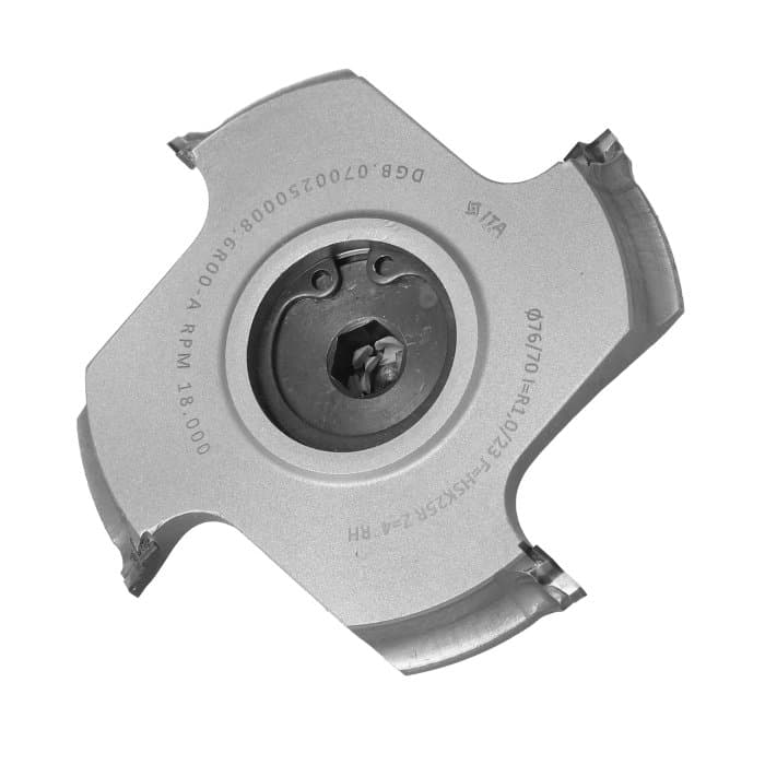 DGB.Cutter head PCD D=76/70 I=R1,0/23 F=HSK25R Z=4 H3,0 RH / IS HOMAG FF/IMA