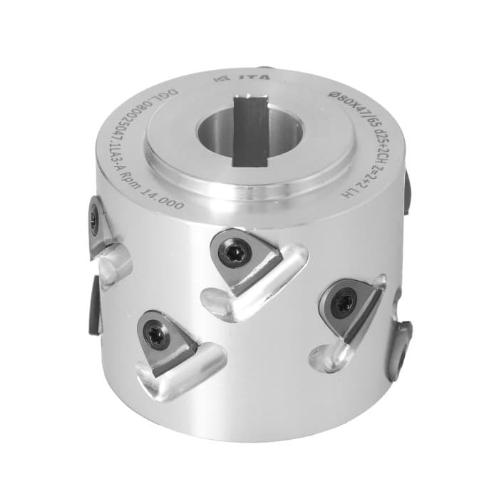 Premill DIA Cutter Heads with Replaceable Plates D=80 I=47/65 d=25+2CH Z=2+2 (10) H=3 LH