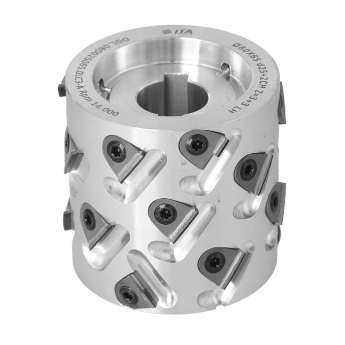 Premill DIA Cutter Heads with Replaceable Plates D=80 I=65 d=25+2CH Z=3+3 (18) a30° H=3 LH Type C /