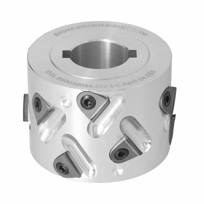 Premill DIA Cutter Heads with Replaceable Plates D=80 I=45 d=30+2CH Z=3+3 (12) a30° H=3 SYM Type A