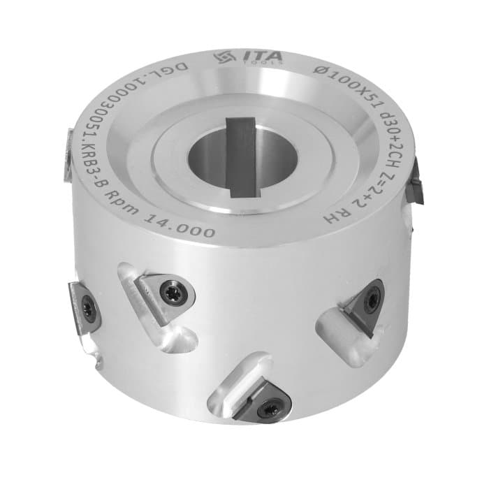 Premill DIA Cutter Heads with Replaceable Plates D=100 l=51 d=30+2CH Z=2+2 (10) a30° H3 RH type B 4