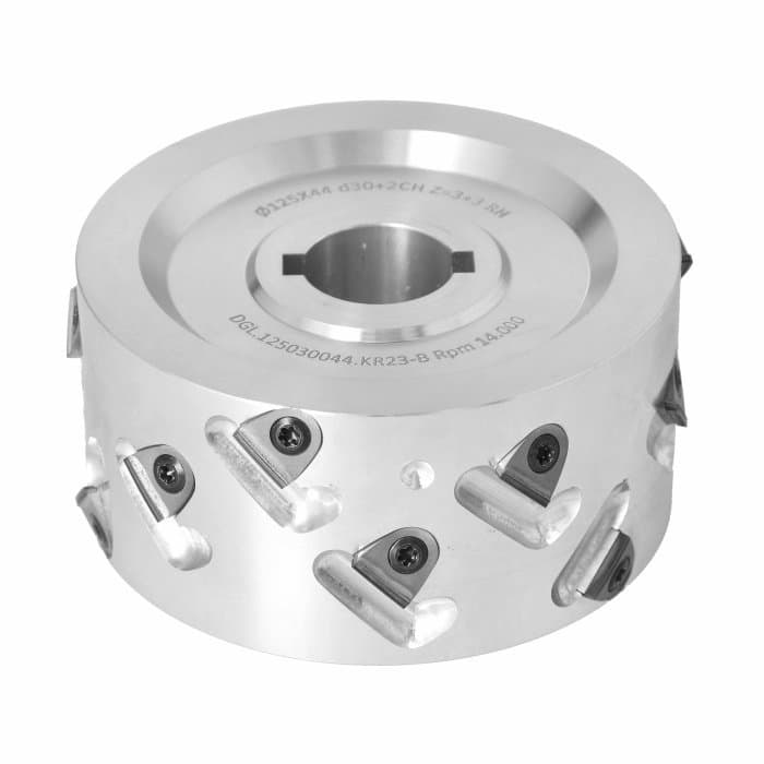 Premill DIA Cutter Heads with Replaceable Plates D=125 I=44 d=30+2CH Z=3+3 (15) a45° H=3 RH flange /