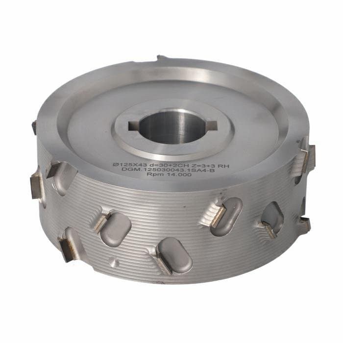 Pre-Mill Cutter DIA 3+3 D=125 I=43 d=30 +2CH  30° H=4,5 (18) Type A Sym. / LOW NOISE