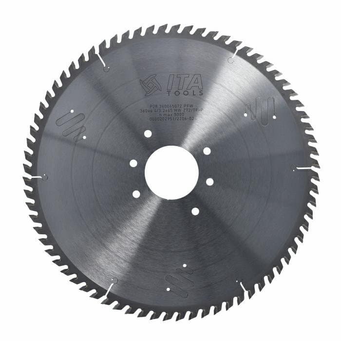 Panel sizing saw blade D=360 F= 65 Z= 72 K/P=4,4/3,2 TP PH: 2/9/100 + 2/9/110