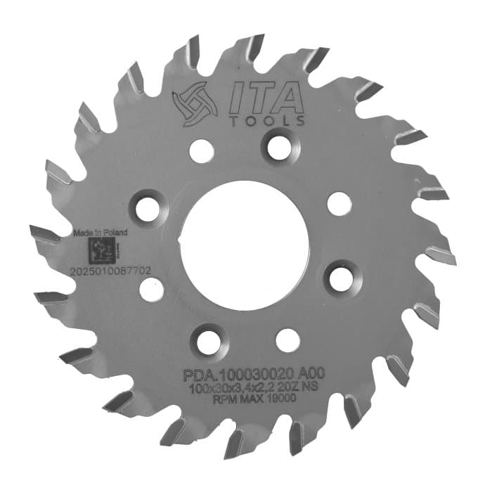 PDA.(M) Sawblade D=100 F= 30 Z= 20 K/P=3,4/2,2 WZ PH:4/M5/48 LH + 4/M5/48 HOMAG WEEKE BHX 050/055