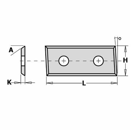 Four-edged, two-hole interchangeable inserts – bevelled (32)