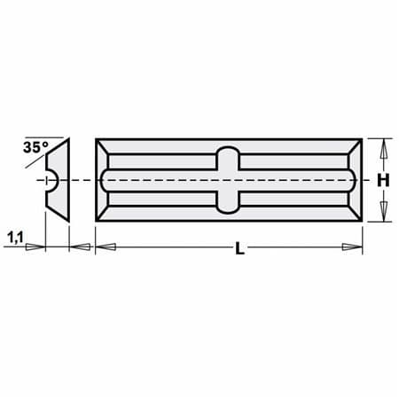 Four-edge interchangeable knives, external groove/transverse groove (25)