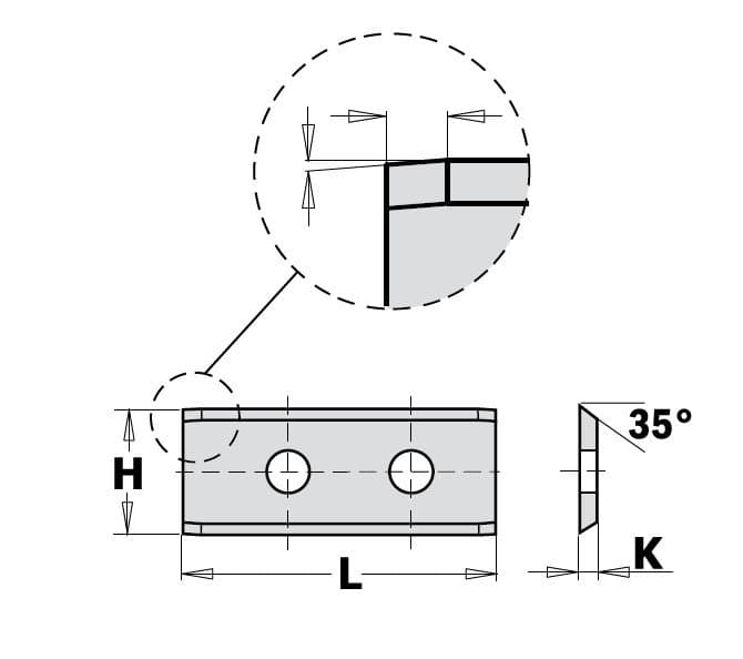 Two-edge, two-hole interchangeable knives with rounded corners (16)