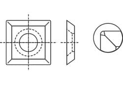 Four-edge, square, single-hole interchangeable knives with chamfer and rounded corners (29)